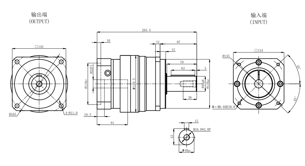 servo planetary gearbox mounted on servo motor