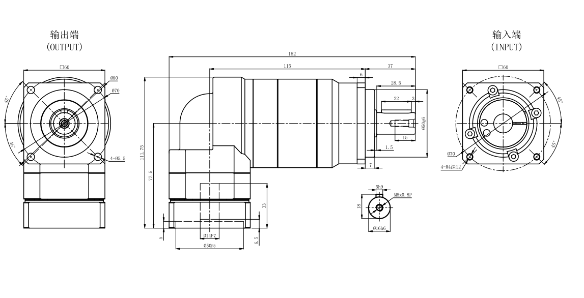 right angle planetary gearbox 90 degree layout diagram
