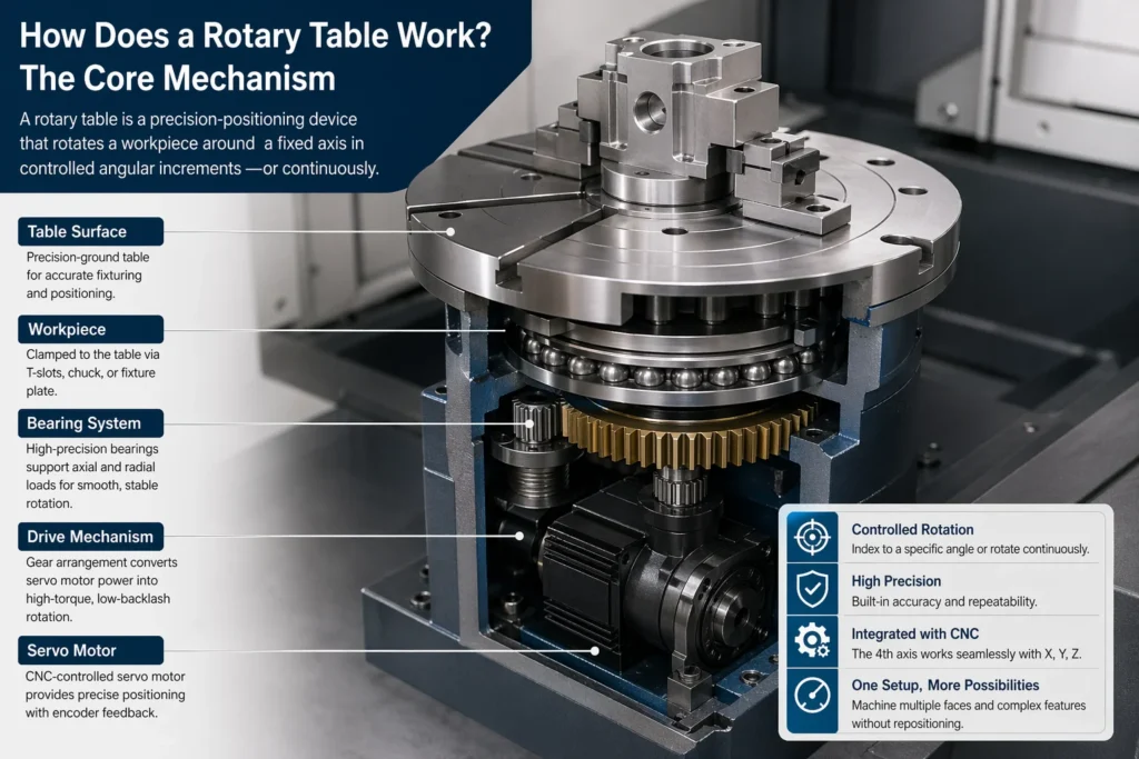 The image is showing how does a rotary table work
