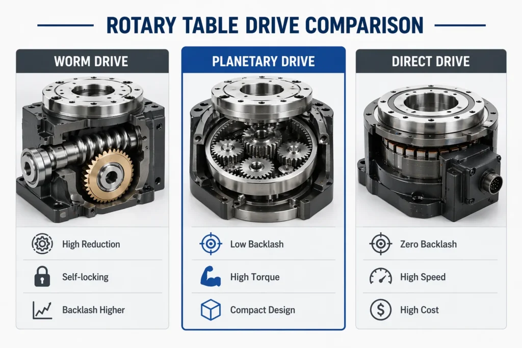 Rotary table drive comparison