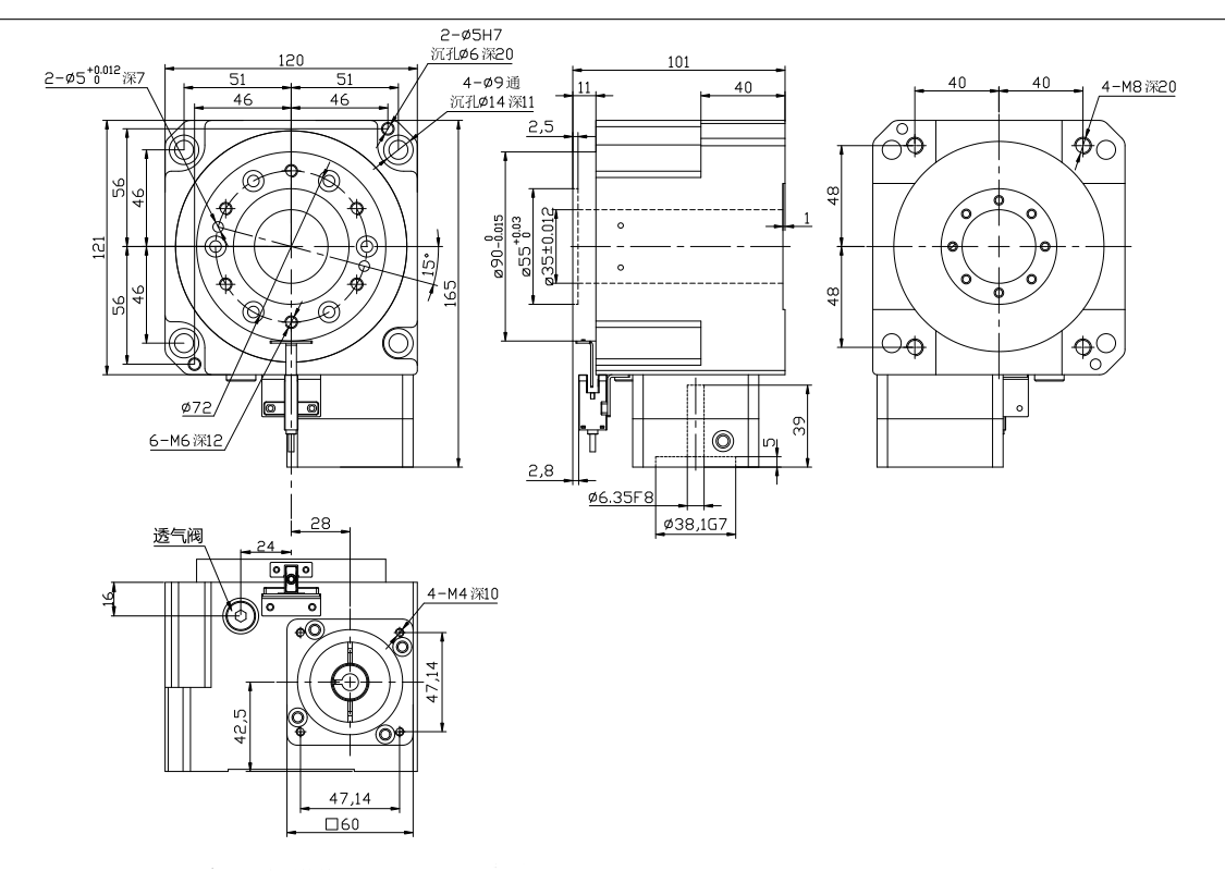 ZCH120 30 ratio drawing for 57 stepper motor interface