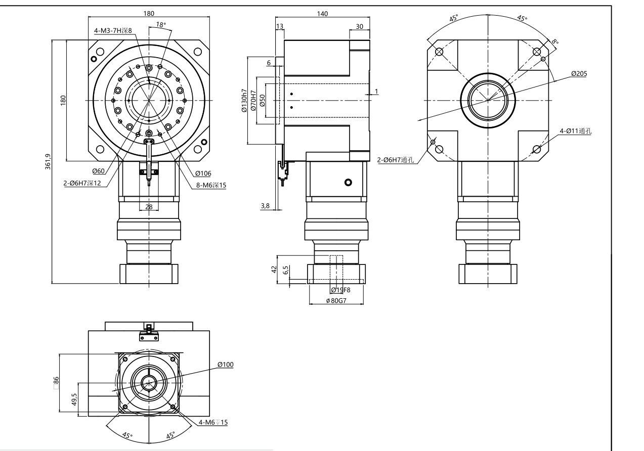 ZCM180-L2 outline dimensional drawing