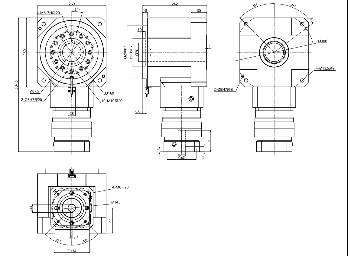 ZCM260-L1 outline dimensional drawing