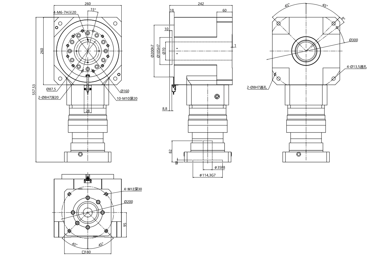 ZCM260-L2 outline dimensional drawing
