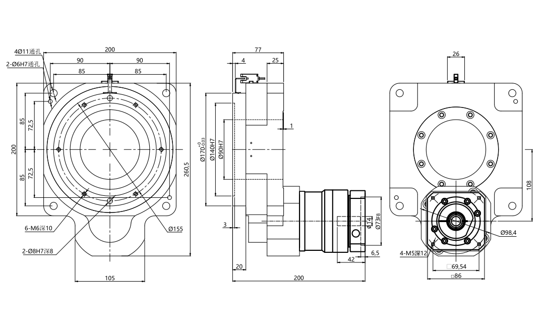 ZCTZ200-L1 outline dimensional drawing