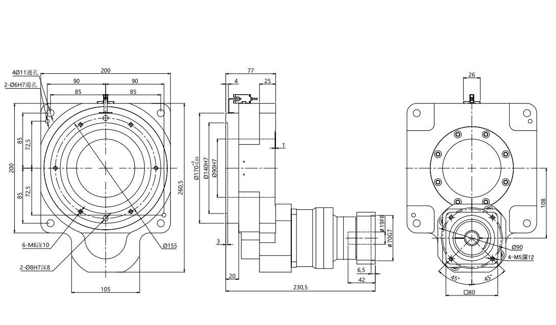 ZCTZ200-L2 outline dimensional drawing