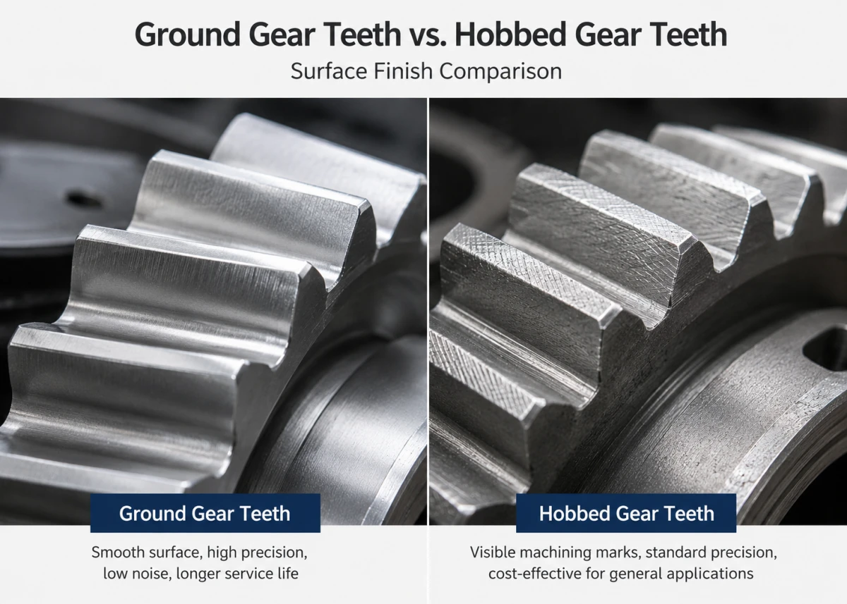 ground gear teeth vs hobbed teeth surface finish planetary gearbox
