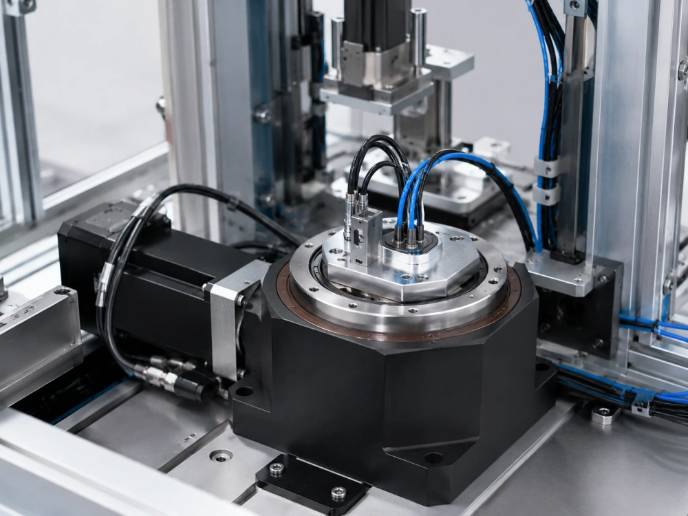 Hollow rotary table with servo motor for cable routing and precision positioning