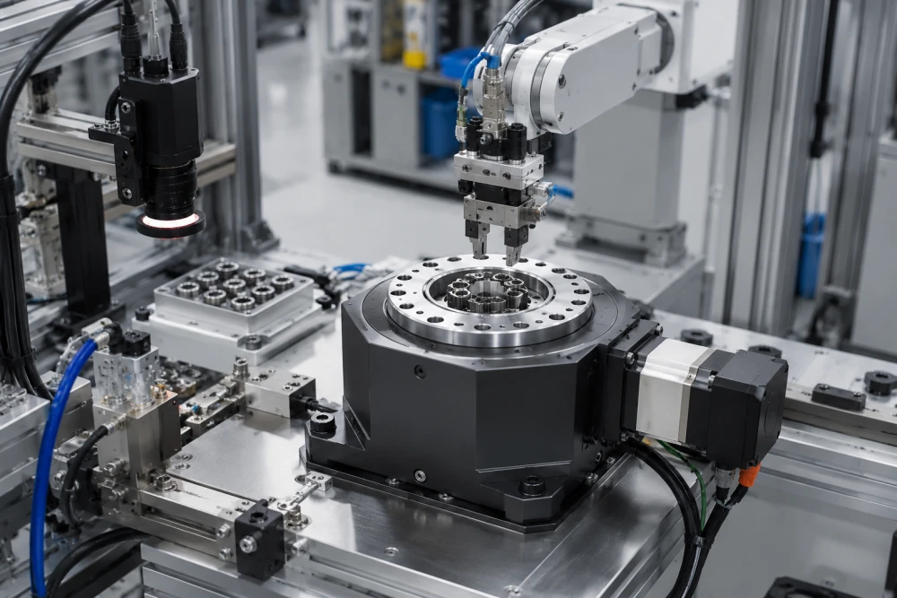 Hollow rotary table used in automation machine for rotary positioning