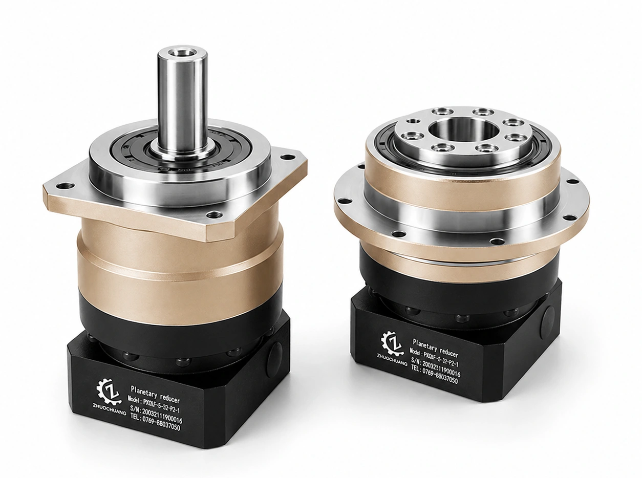 inline planetary gearbox external view with output shaft