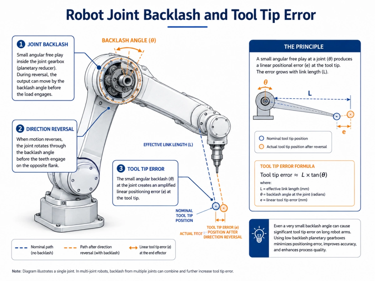robotic planetary gear reducer backlash and tool tip error
