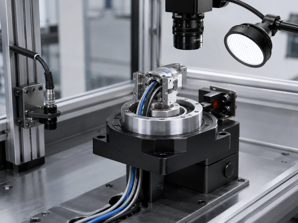 Hollow rotary table with cable routing for inspection fixture