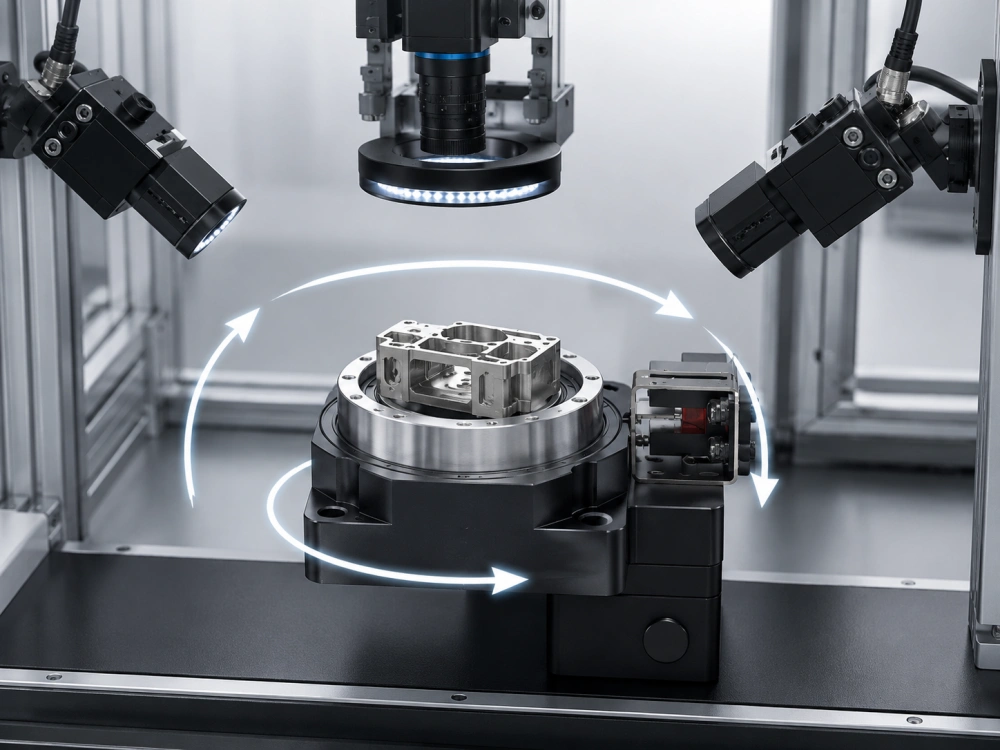Rotary positioning table for multi angle vision inspection