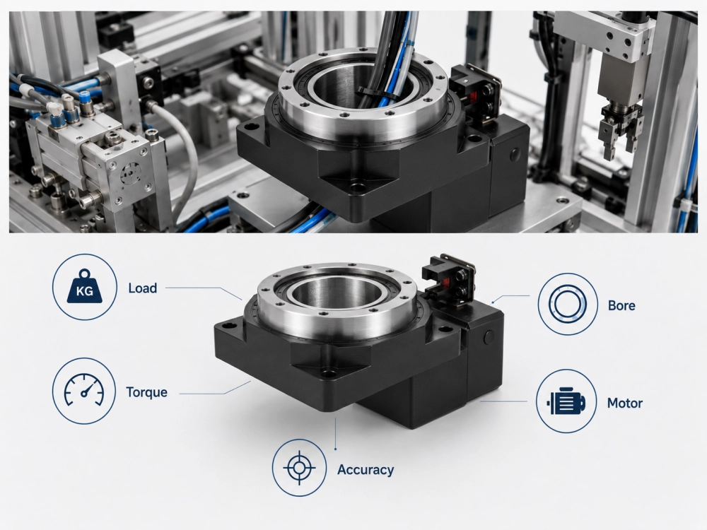 Hollow rotary actuator selection factors including load torque accuracy bore size and motor interface