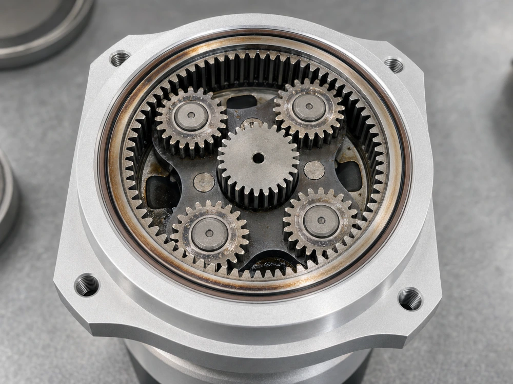 Internal wear and gear damage caused by planetary gearbox overheating