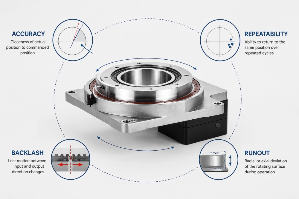 Rotary table accuracy repeatability and backlash explanation