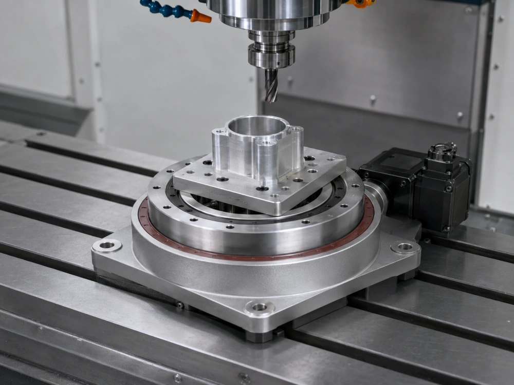 Hollow rotary table for milling machine workpiece indexing