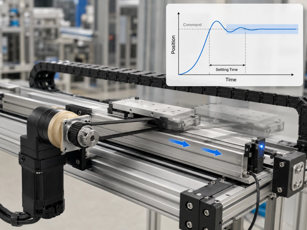 High speed right angle servo gearbox settling time in a fast-cycling automation axis