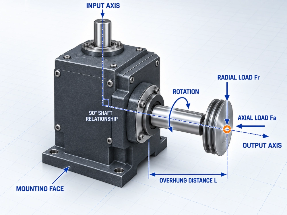 bevel gear reducer drawing checklist for shaft loads and mounting