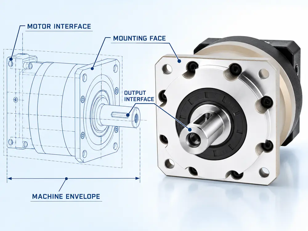 custom planetary gearbox drawing review for motor and output interfaces