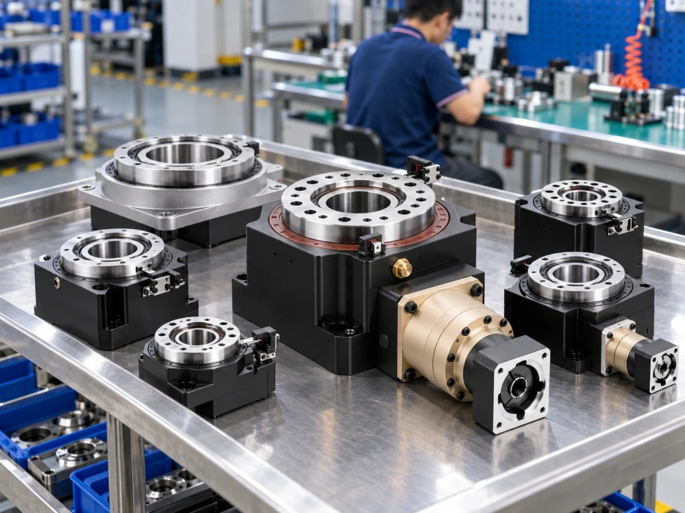Hollow rotary table components before assembly in factory