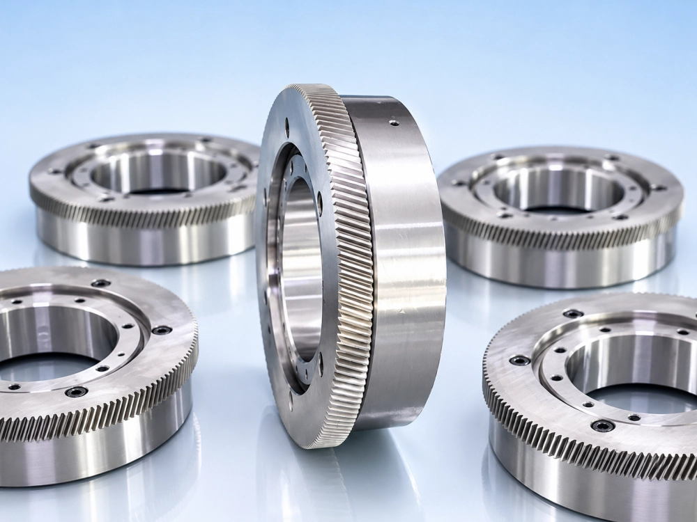 Precision machined external ring gears for hollow rotary table drive systems