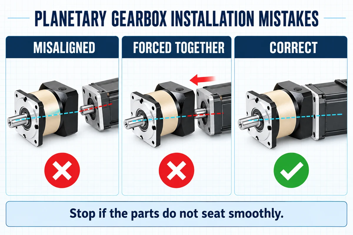 planetary gearbox installation mistakes and correct mounting