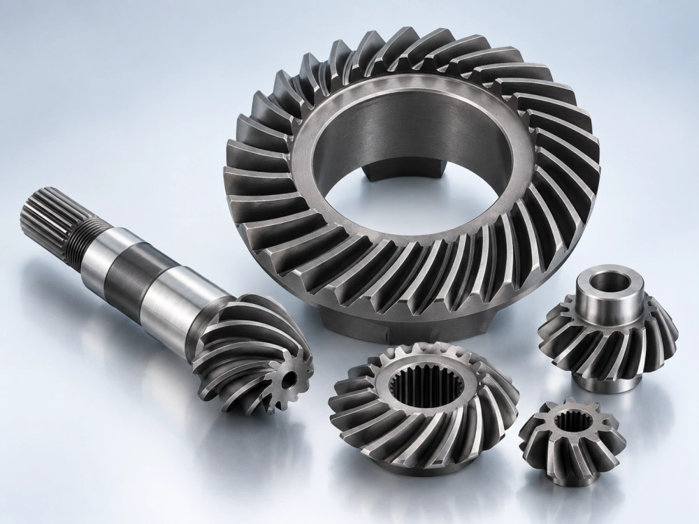 Precision spiral bevel gear and pinion set for right angle power transmission